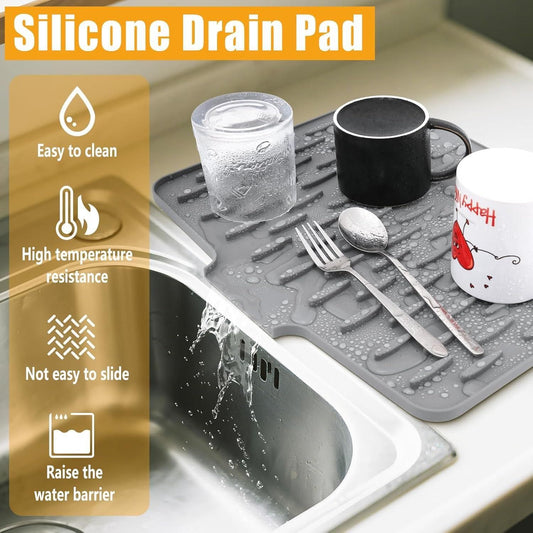 Silicone Dish Drying Mat for Kitchen Sink | Heat Resistant & Anti-Slip