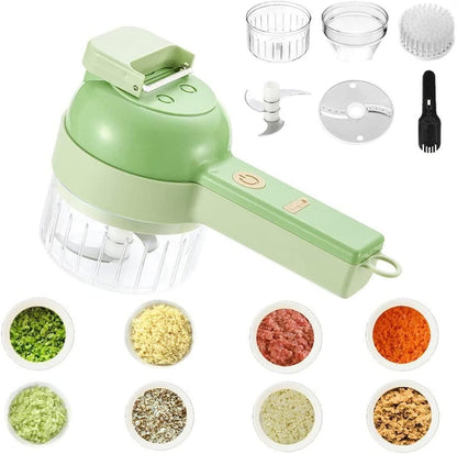 4-in-1  Rechargeable Electric Vegetable Cutter & Food Chopper | Garlic, Onion, Ginger & More