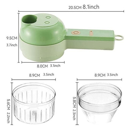 4-in-1  Rechargeable Electric Vegetable Cutter & Food Chopper | Garlic, Onion, Ginger & More