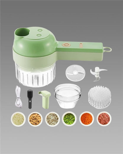 4-in-1  Rechargeable Electric Vegetable Cutter & Food Chopper | Garlic, Onion, Ginger & More